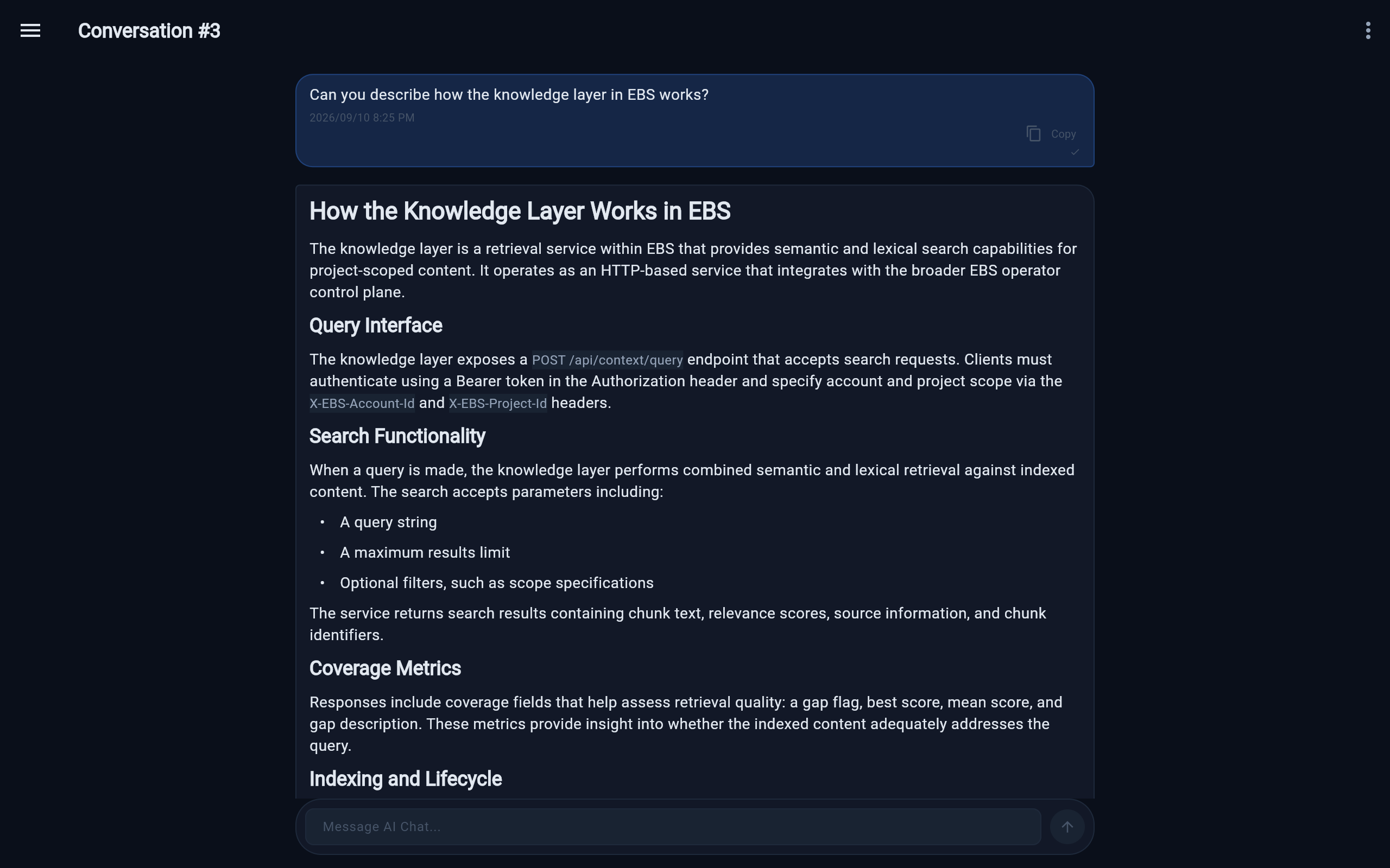 Placeholder for the intake chat view where operators describe work in natural language